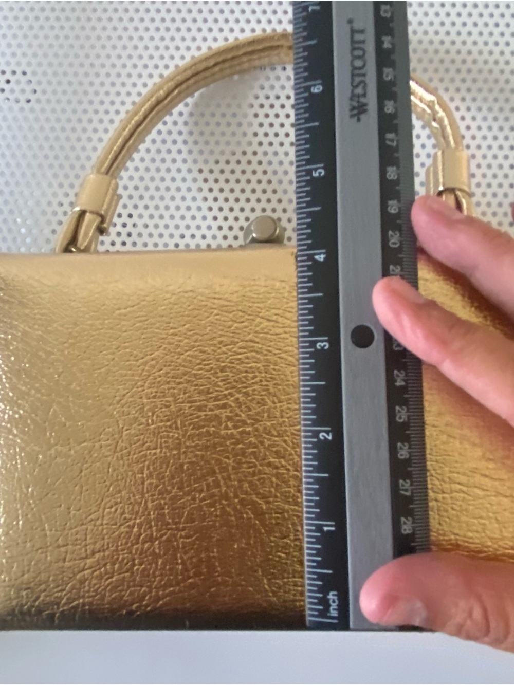 Vintage Dover Metallic Gold Box Handbag with Top Handle - Picture 7 of 9